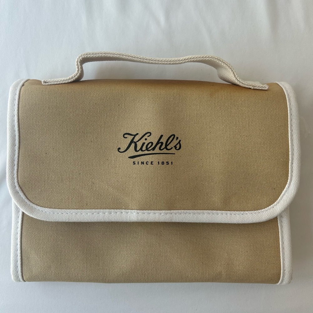 New Kiehl's Beige Toiletry Bag with White Trim